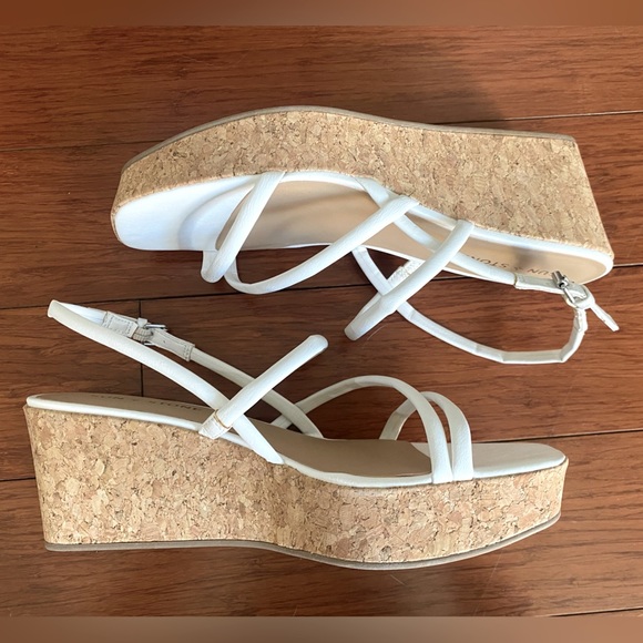 Sun + Stone Shoes - Sun and Stone White Sling Back Square Toe wedge Sandals​